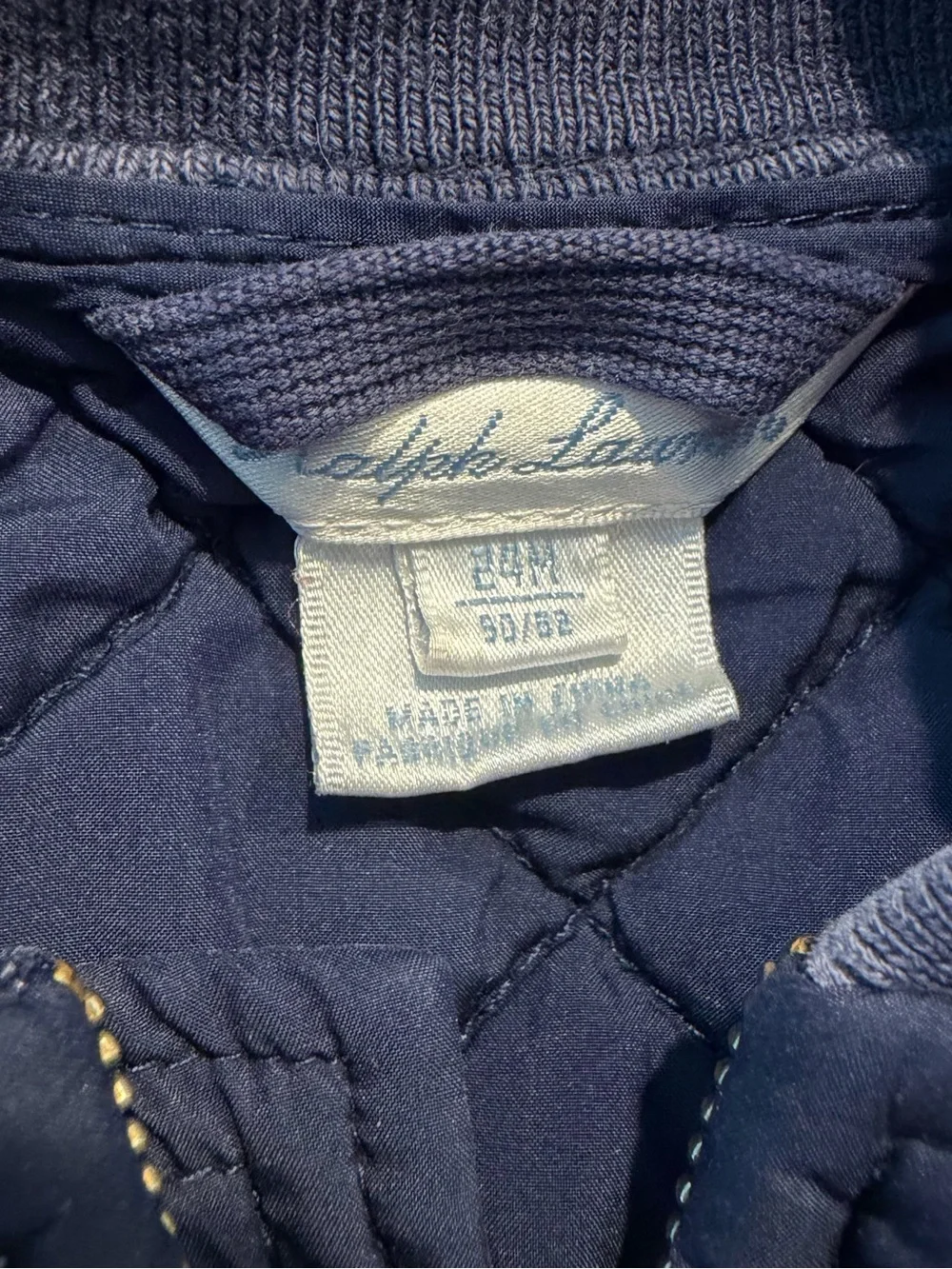 Ralph Lauren Navy Quilted Kids Jacket 24m